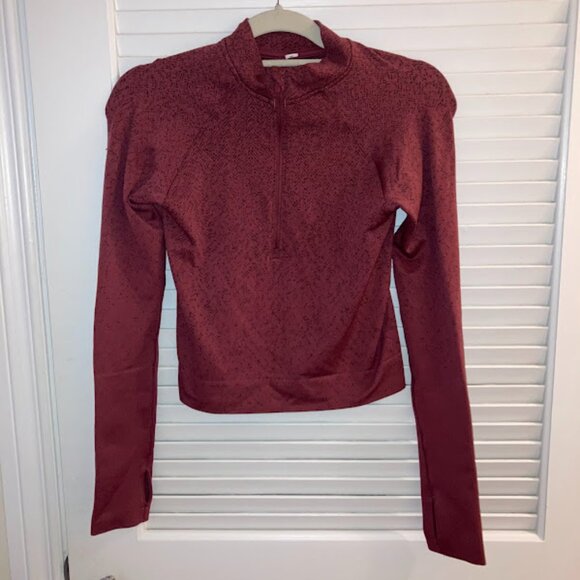 Lululemon Rest Less Cropped Half-Zip, Red and Black Pattern - Size 4 - Picture 6 of 10